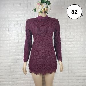 small dark maroon long sleeve dress